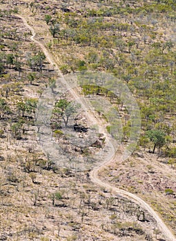 Aerial photo of a remote dirt track