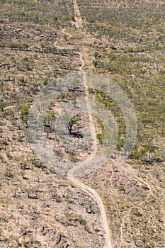 Aerial photo of a remote dirt track