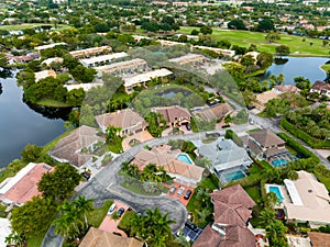 Aerial photo residential homes in Plantation Florida neighborhoods photo