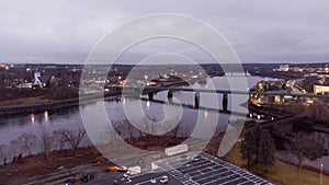 Aerial photo river in Bangor Maine USA