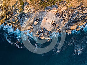 View over rocky beach, cape town western cape