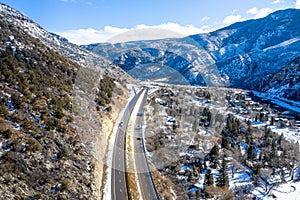 Aerial view scenic highway 70 on Glenwood Springs Colorado photo