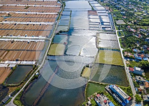 Aerial photo of shrimp farms in coastal areas of Giao Thuy dist. Namdinh, Vietnam.