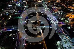 Aerial night scene South Beach Miami Florida