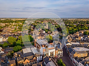 Aerial photo of South Holland Centre and St Nicholas Church, Spalding, England photo