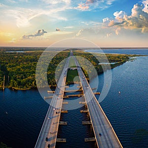 Aerial photo of St. Johns River and Interstate I4 in Florida