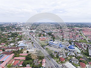 Aerial photo - Sultan Ismail Petra Mosque located at Kota Bharu, Kelantan, Malaysia. photo