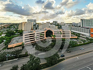 Aerial photo sunset over Miami Dade State Attorneys Office building