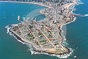 tourist city of punta del este with luxurious houses and marina with yachts uruguay photo