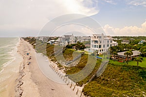 Aerial photo upscale homes Seaside Santa Rosa Beach FL USA