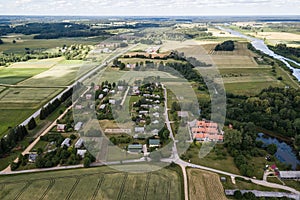 Aerial photo of village Ranki, Latvia