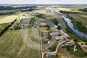 Aerial photo of village Ranki, Latvia