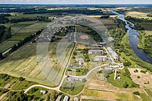 Aerial photo of village Ranki, Latvia