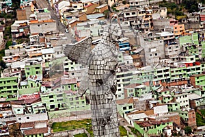 Aerial photo Virgin of Quito statue, Ecuador