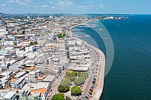 Aerial photo of the waterfront of the city of SantarÃÂ©m on the TapajÃÂ³s River, ParÃÂ¡, Brazil. photo