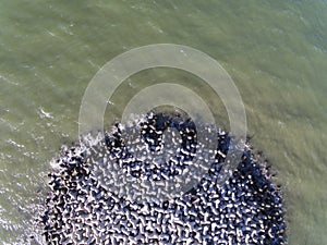 Aerial photo - wave breaker located at kota bharu,kelantan,malaysia