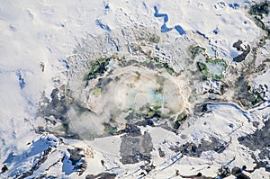 Aerial photo of Yellowstone Park Mammoth