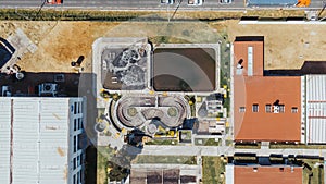 Aerial photograph of a black water treatment plant in the city of Toluca