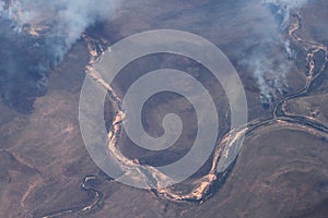 Aerial photograph of the bushfires in Australia photo
