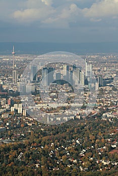 Aerial photograph, city and business center. Frankfurt am Main, Germany