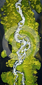 Aerial Photograph Of Green Weeds And River: A Stunning Filipp Hodas Inspired Uhd Image