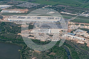 Aerial photograph of the Tesla Giga Factory in Austin Texas