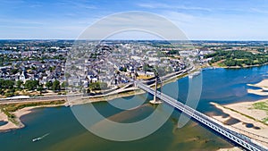 Aerial photography of Ancenis city and bridge