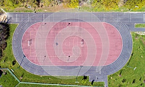 Aerial photography of an athletics stadium in Nantes city