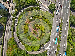 Aerial photography bird-eye view of City viaduct bridge road lan