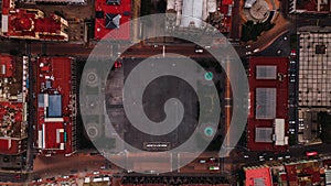 Aerial photography of the center of Toluca, Mexico, overhead image of the top of the Cathedral can be appreciated, its structure.