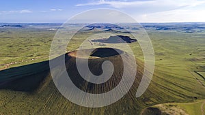Aerial photography Chahar Volcano on the Ulan Qab grassland in Inner Mongolia, China