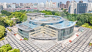 Aerial photography of Chang\'an Park and Longquan Tower in Chang\'an District, Shijiazhuang City, Hebei Province, China