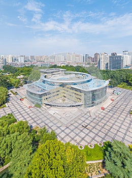 Aerial photography of Chang\'an Park and Longquan Tower in Chang\'an District, Shijiazhuang City, Hebei Province, China