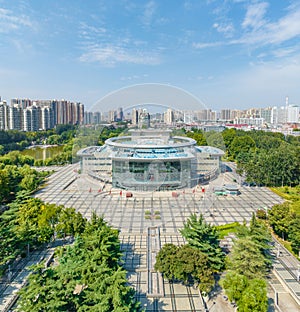 Aerial photography of Chang\'an Park and Longquan Tower in Chang\'an District, Shijiazhuang City, Hebei Province, China