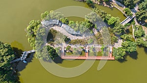 Aerial photography of Chang\'an Park and Longquan Tower in Chang\'an District, Shijiazhuang City, Hebei Province, China