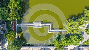 Aerial photography of Chang\'an Park and Longquan Tower in Chang\'an District, Shijiazhuang City, Hebei Province, China