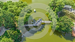 Aerial photography of Chang\'an Park and Longquan Tower in Chang\'an District, Shijiazhuang City, Hebei Province, China