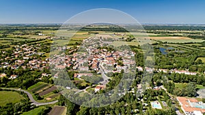 Aerial photography of Damvix in the Poitevin marsh