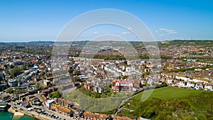 Aerial photography of Folkestone city, Kent, England