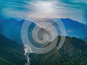 Aerial photography of forests and mountains in Longsheng, Guangxi, China