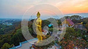 aerial view sunset at Wat Phra That Jom Wae photo