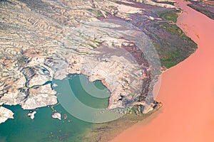 Aerial photography landforms and lake photo