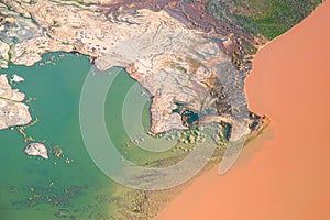Aerial Photography landforms with river photo