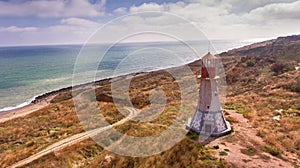 Aerial photography of the lighthouse and the sea