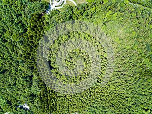 Aerial photography of magnificent scenery of blue sky and green mountains at Kunlun Pass in Nanning, Guangxi, China