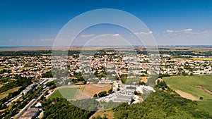 Aerial photography of Marennes village in Charente Maritime