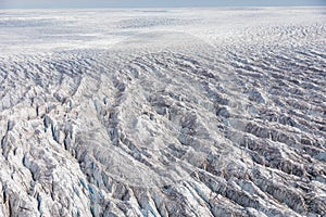 Aerial photography of melting glaciers showing climate change effects