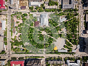 Aerial photography of a modern city park