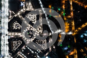 Aerial photography at night. Urban landscape