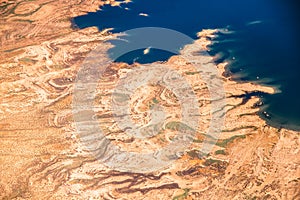 Aerial photography landforms and lake photo